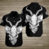 Baphomet Demon Goat Skull Hawaiian Shirt Summer Button Up
