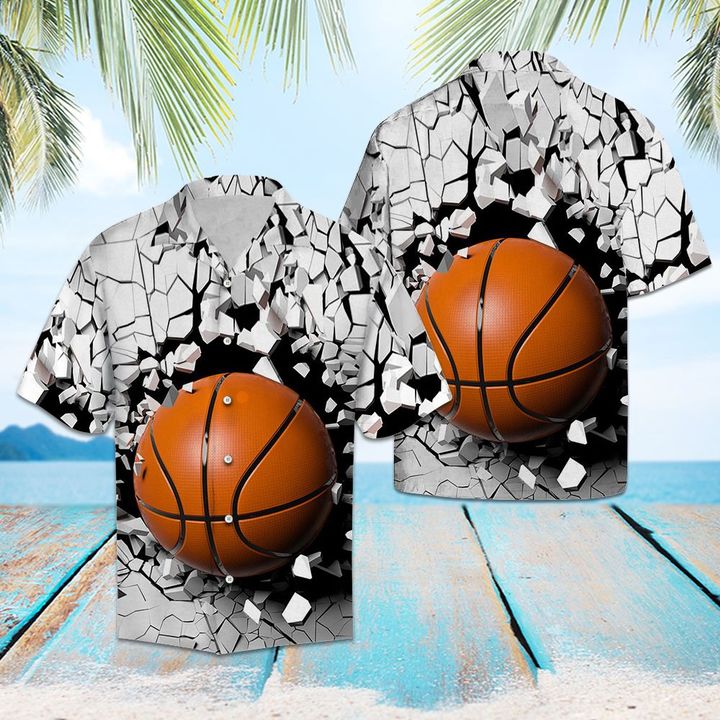 Basketball Broken Wall Hawaiian Shirt Summer Button Up Basketball Broken Wall Hawaiian Shirt Summer Button Up