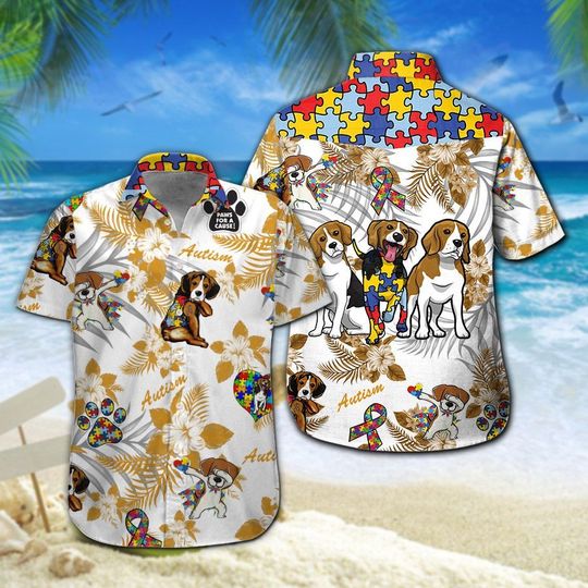Beagle Autism Hawaiian Shirt Summer Button Up Beagle Autism Hawaiian Shirt Summer Button Up