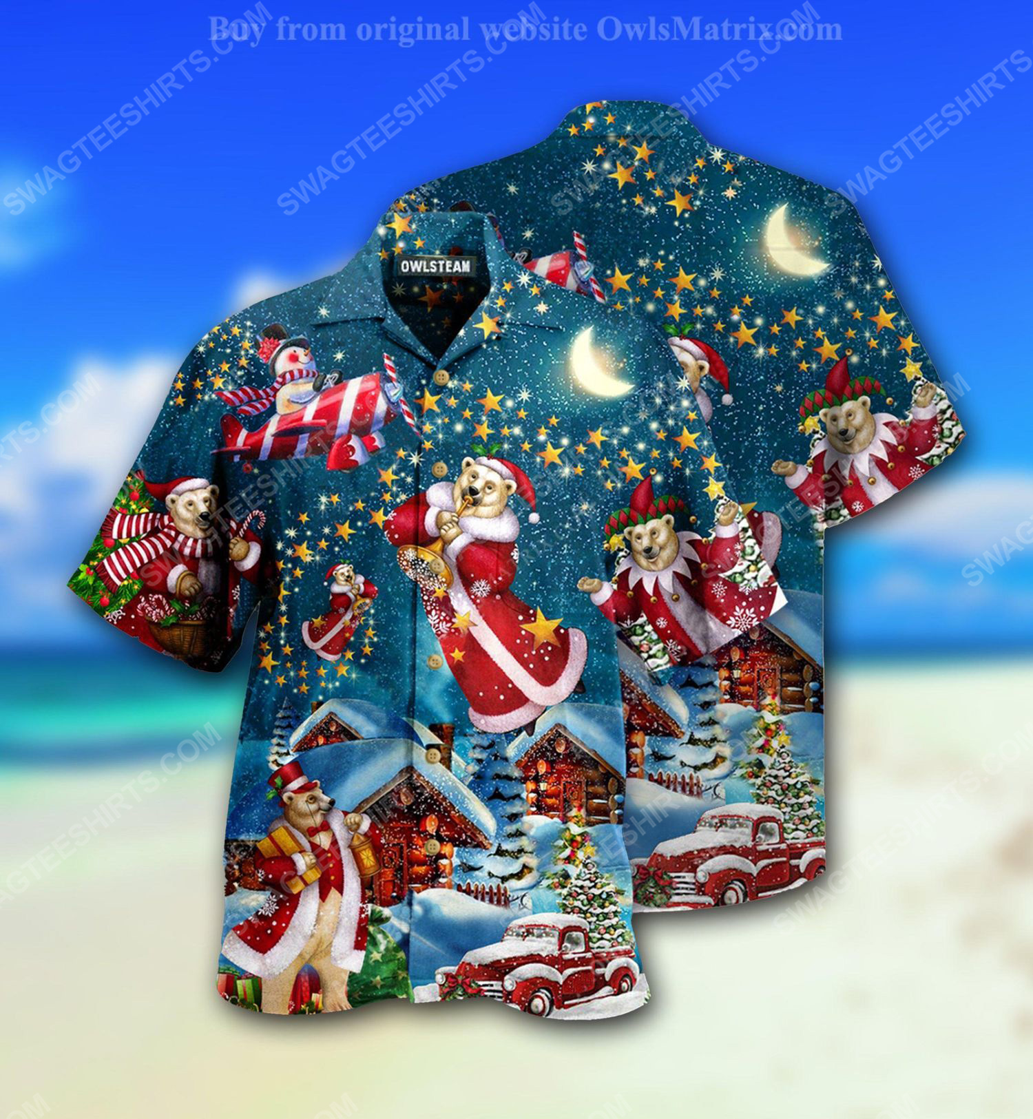 Bear Santa And Merry Christmas Full Print Hawaiian Shirt Bear Santa And Merry Christmas Full Print Hawaiian Shirt