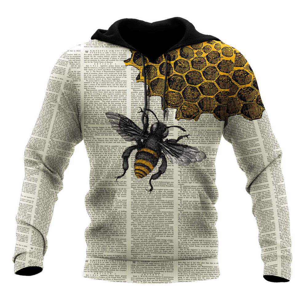 Bee Dictionary Page All Over Printed 3D Hoodie Bee Dictionary Page All Over Printed 3D Hoodie
