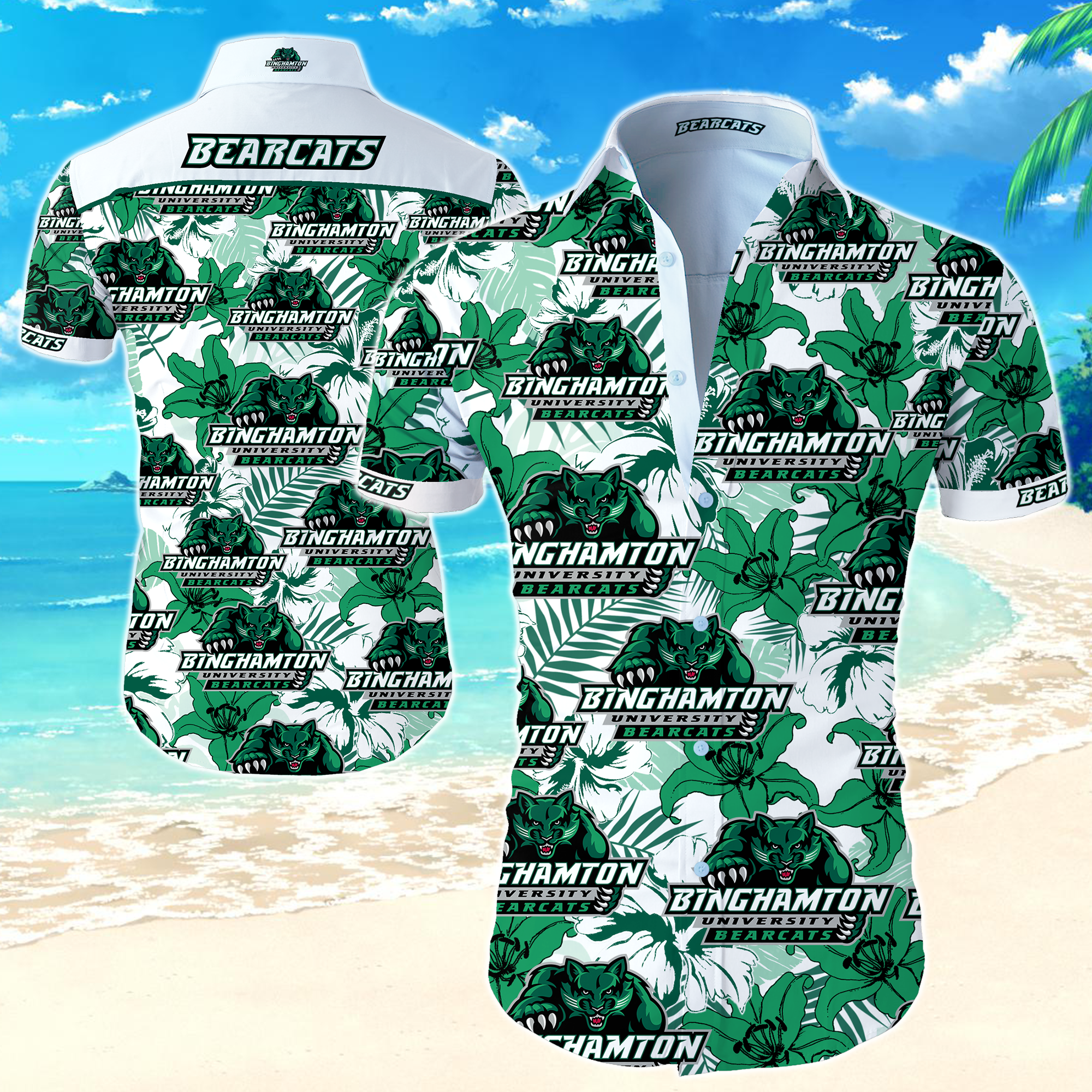 Binghamton Bearcats Hawaiian Shirt Summer Button Up Binghamton Bearcats Hawaiian Shirt Summer Button Up