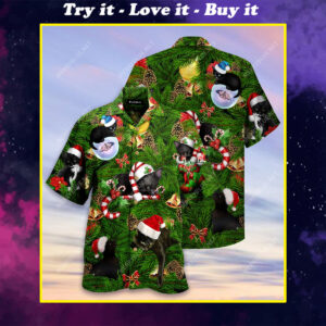 Black Cats And Christmas Tree Full Printing Hawaiian Shirt