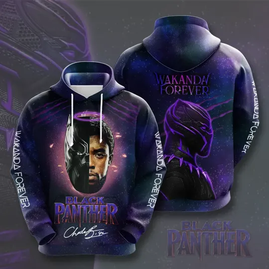 Black Panther Wakanda Forever All Over Print 3D Hoodie Black Panther Wakanda Forever All Over Print 3D Hoodie
