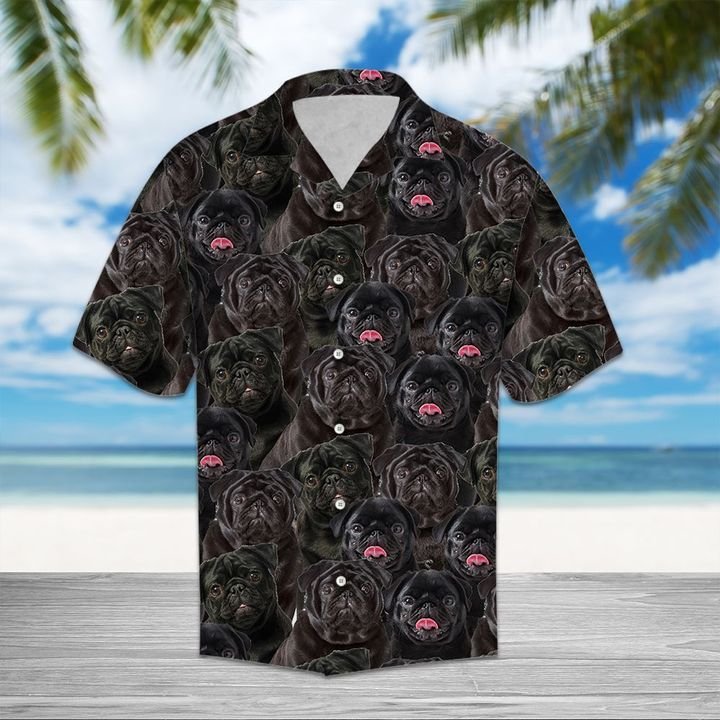 Black Pug Hawaiian Shirt Summer Button Up Black Pug Hawaiian Shirt Summer Button Up