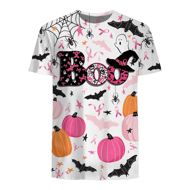 Boo Happy Halloween Breast Cancer Awareness 3D Hoodie And Shirt Boo Happy Halloween Breast Cancer Awareness 3D Hoodie And Shirt