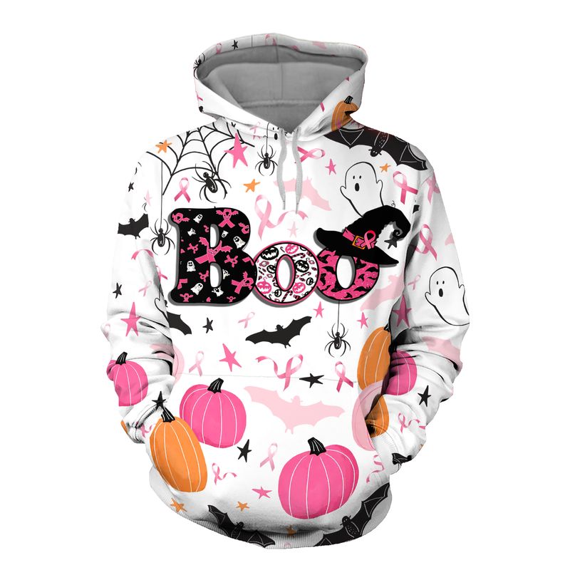 Boo Pumpkin Halloween Breast Cancer Awareness 3D Shirt Boo Pumpkin Halloween Breast Cancer Awareness 3D Shirt
