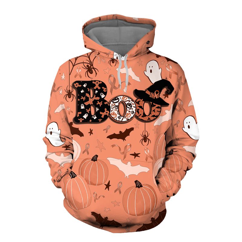 Boo Pumpkin Halloween Endometrial Cancer Awareness 3D Shirt Boo Pumpkin Halloween Endometrial Cancer Awareness 3D Shirt