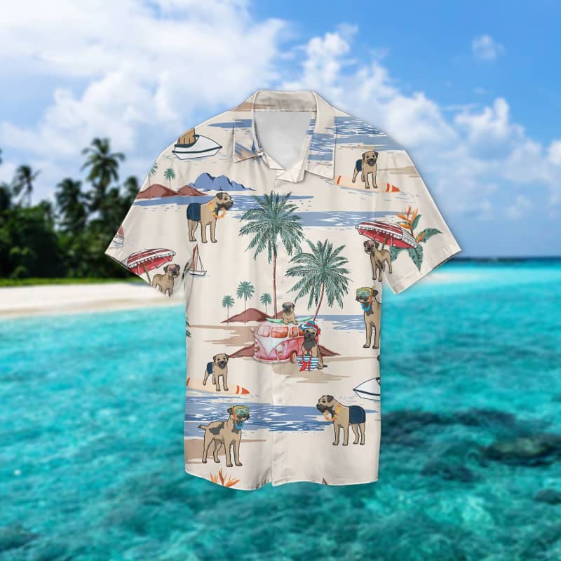 Border Terrier Beach Hawaiian Shirt Border Terrier Beach Hawaiian Shirt