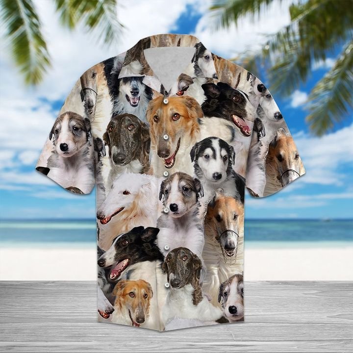 Borzoi Hawaiian Shirt Summer Button Up Borzoi Hawaiian Shirt Summer Button Up