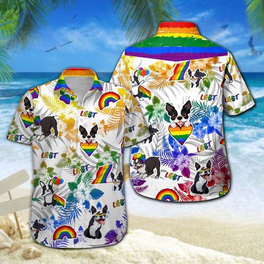 Boston Terrier Lgbt Hawaiian Shirt Summer Button Up Boston Terrier Lgbt Hawaiian Shirt Summer Button Up