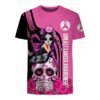 Breast Cancer Awareness Sugar Skull Girl Fight Like A Girl 3D Shirt
