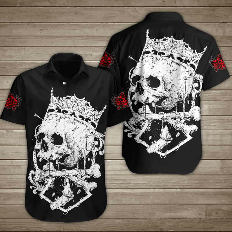 Broken Queen Skull Hawaiian Shirt Summer Button Up Broken Queen Skull Hawaiian Shirt Summer Button Up