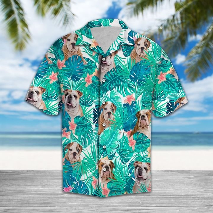 Bull Dog Hawaiian Shirt Summer Button Up Bull Dog Hawaiian Shirt Summer Button Up