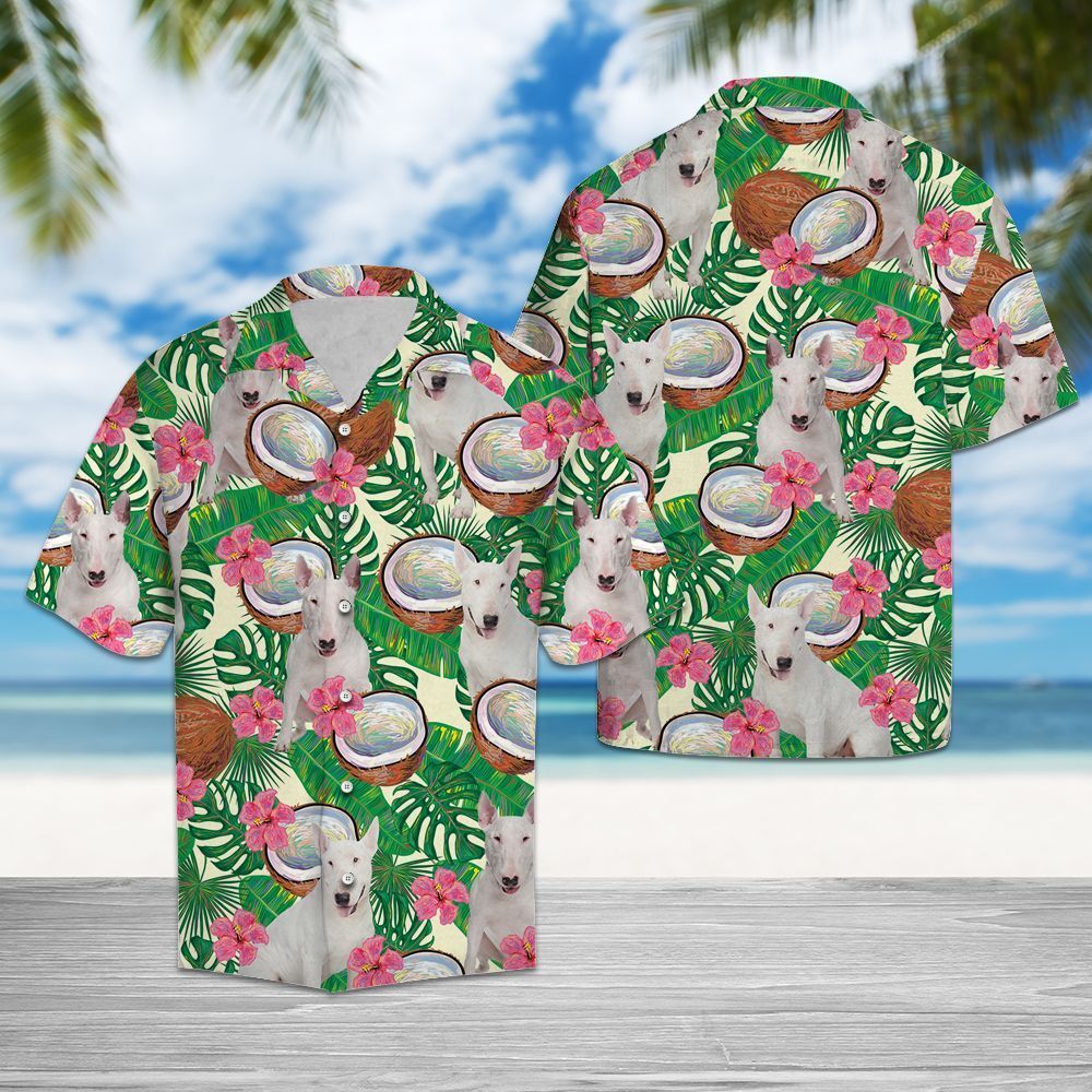 Bull Terrier Tropical Coconut Hawaiian Shirt Bull Terrier Tropical Coconut Hawaiian Shirt