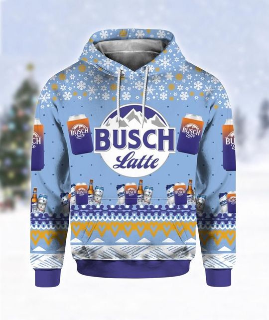 Busch Latte Beer Ugly Christmas 3D Hoodie Busch Latte Beer Ugly Christmas 3D Hoodie