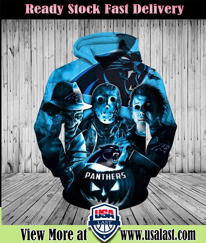 Carolina Panthers Halloween Horror Night 3D Pullover Hoodie Carolina Panthers Halloween Horror Night 3D Pullover Hoodie
