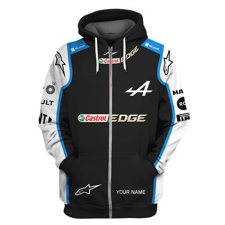 Castrol Edge Alpine F1 Team Personalized 3D Zip Hoodie Castrol Edge Alpine F1 Team Personalized 3D Zip Hoodie