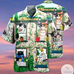 Cat And Coffee In The Morning Hawaiian Shirt