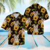 Cat Sunflower Hawaiian Shirt Summer Button Up