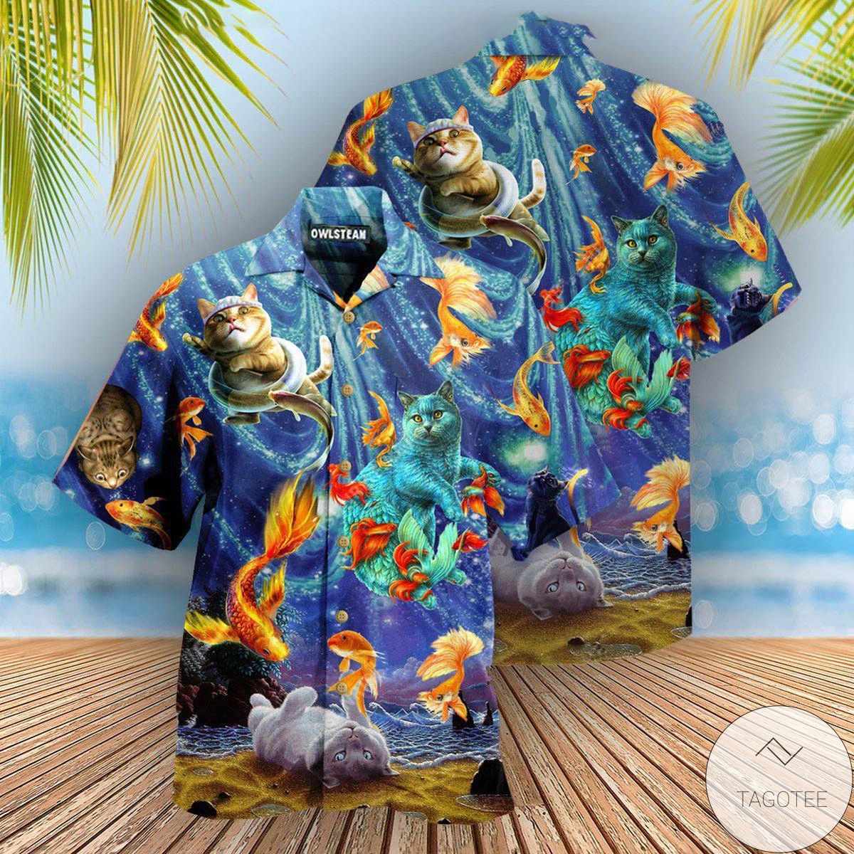 Cats Dream About Playing With Big Goldfish Hawaiian Shirt Cats Dream About Playing With Big Goldfish Hawaiian Shirt