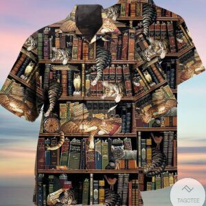 Cats Sleep On The Bookshelf Hawaiian Shirt