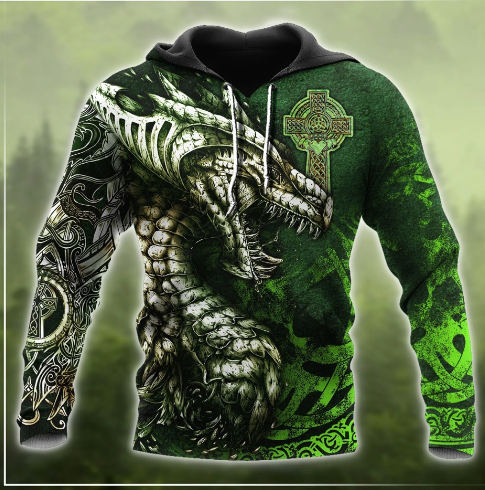 Celtic Dragon Tattoo All Over Printed 3D Hoodie Celtic Dragon Tattoo All Over Printed 3D Hoodie