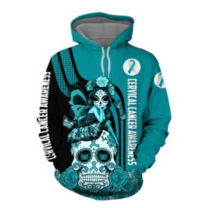 Cervical Cancer Awareness Skull Girl 3D Shirt