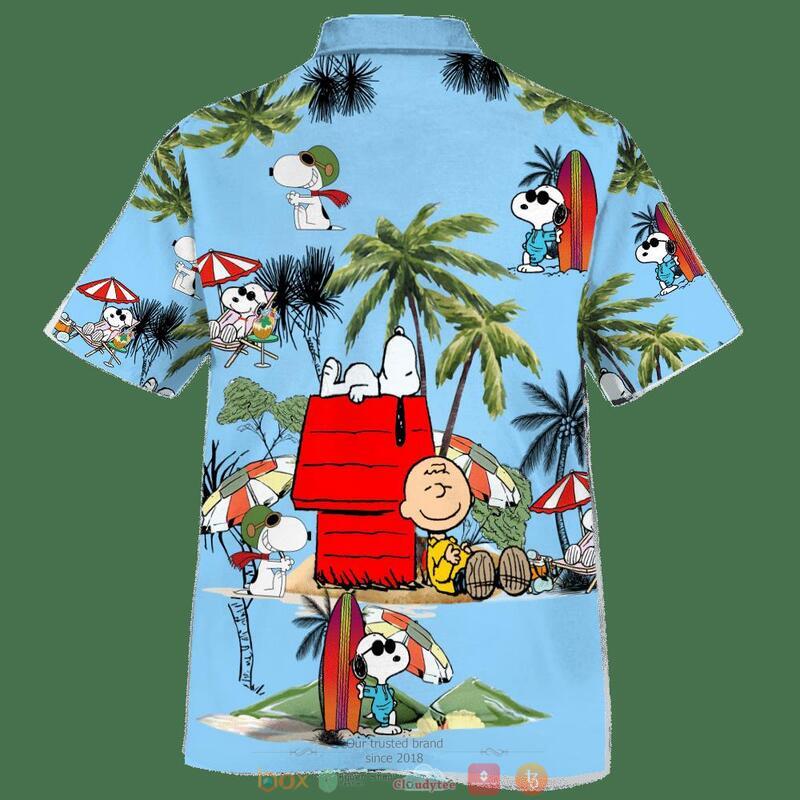 Charlie Brown And Snoopy Beach Blue Hawaiian Shirt Charlie Brown And Snoopy Beach Blue Hawaiian Shirt