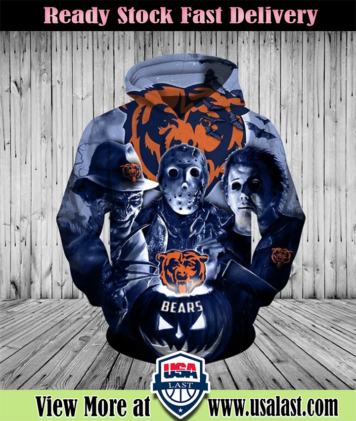 Chicago Bears Halloween Horror Night 3D Pullover Hoodie Chicago Bears Halloween Horror Night 3D Pullover Hoodie