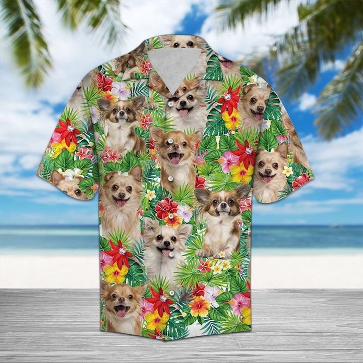 Chihuahua Flower Tropical Hawaiian Shirt Summer Button Up Chihuahua Flower Tropical Hawaiian Shirt Summer Button Up