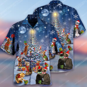 Christmas Holiday Cats Lover Full Print Hawaiian Shirt