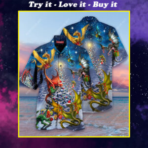 Christmas Night And Dragon Full Printing Hawaiian Shirt