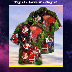 Christmas Santa Claus Play American Football Full Printing Hawaiian Shirt