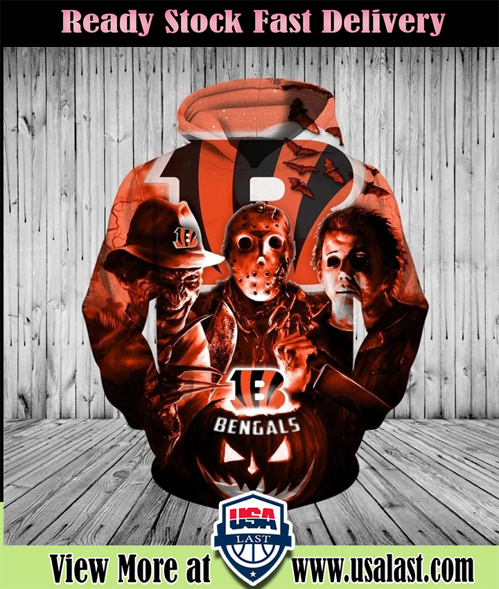 Cincinnati Bengals Halloween Horror Night 3D Pullover Hoodie Cincinnati Bengals Halloween Horror Night 3D Pullover Hoodie