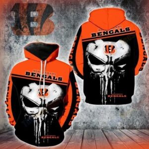 Cincinnati Bengals Nfl Punisher Skull 3D Hoodie