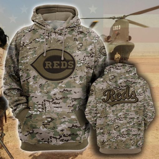 Cincinnati Reds 3D Camo Veteran Hoodie Cincinnati Reds 3D Camo Veteran Hoodie
