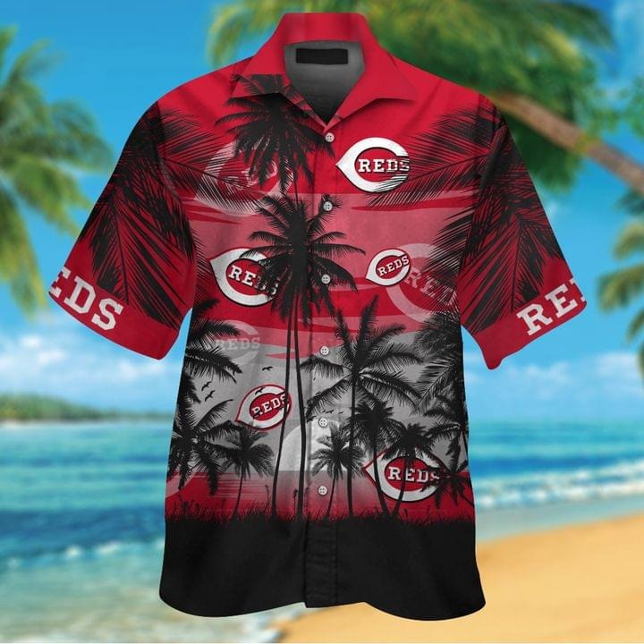 Cincinnati Reds Tropical Short Sleeve Hawaiian Shirt Cincinnati Reds Tropical Short Sleeve Hawaiian Shirt