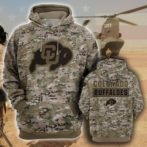 Colorado Buffaloes 3D Camo Veteran Hoodie Colorado Buffaloes 3D Camo Veteran Hoodie