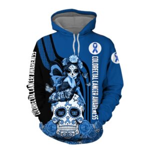 Colorectal Cancer Awareness Skull Girl 3D Shirt