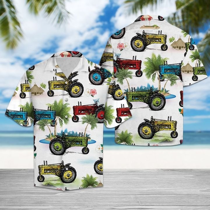 Colorful Tractor Hawaiian Shirt Summer Button Up Colorful Tractor Hawaiian Shirt Summer Button Up