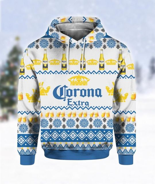 Corona Extra Beer Ugly Christmas 3D Hoodie Corona Extra Beer Ugly Christmas 3D Hoodie