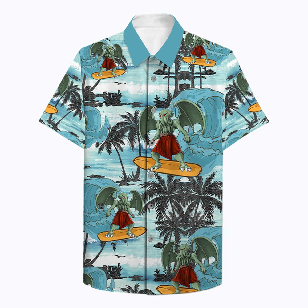 Cthulhu Surfing Hawaiian Shirt Cthulhu Surfing Hawaiian Shirt