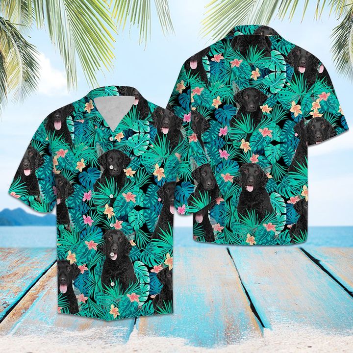 Curlycoated Retriever Tropical Hawaiian Shirt Summer Button Up Curlycoated Retriever Tropical Hawaiian Shirt Summer Button Up