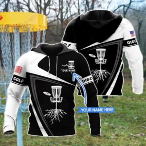 Custom Name Disc Golf American Flag 3D Hoodie