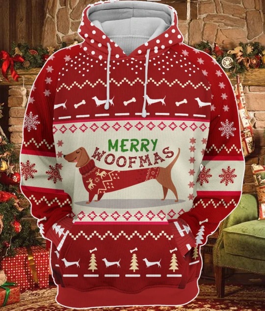Dachshund Merry Woofmas Christmas Knitted 3D Hoodie Dachshund Merry Woofmas Christmas Knitted 3D Hoodie