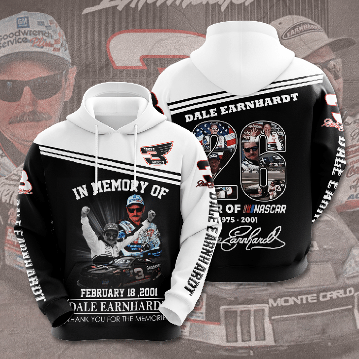 Dale Earnhardt 26 Years Of Nascar All Over Print 3D Hoodie Dale Earnhardt 26 Years Of Nascar All Over Print 3D Hoodie