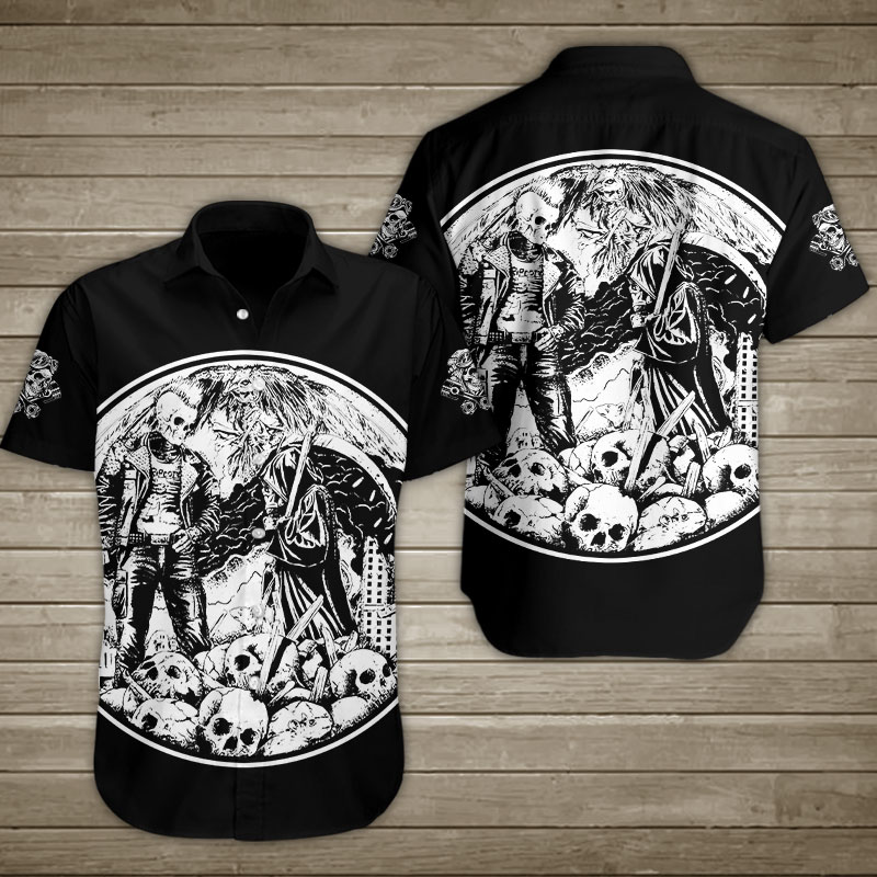 Death Rock Music Skull Hawaiian Shirt Summer Button Up Death Rock Music Skull Hawaiian Shirt Summer Button Up