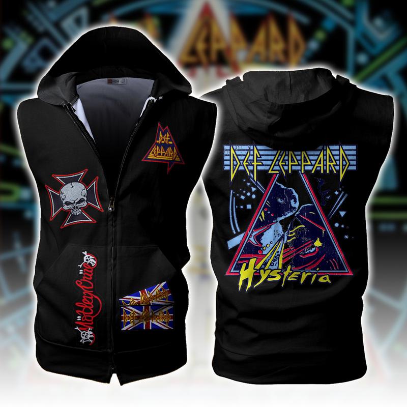 Def Leppard Rock Band Sleeveless Vest Zip Hoodie Def Leppard Rock Band Sleeveless Vest Zip Hoodie