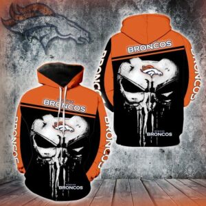 Denver Broncos Nfl Punisher Skull 3D Hoodie